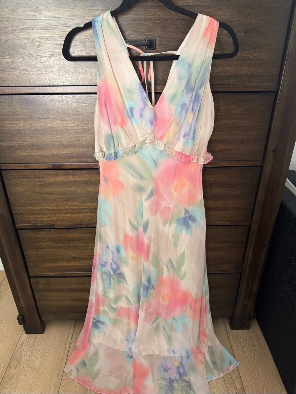 Taylor Pastel Floral V-Neck Maxi Dress - Pink, Blue, Green